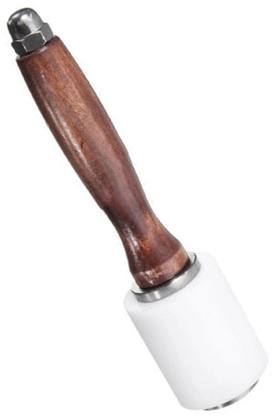 Pomolo in Pelle - Testa in Nylon Massivo - Manico in Legno - Lunghezza 21 cm - Peso 385 g - Sostenibile e Affidabile