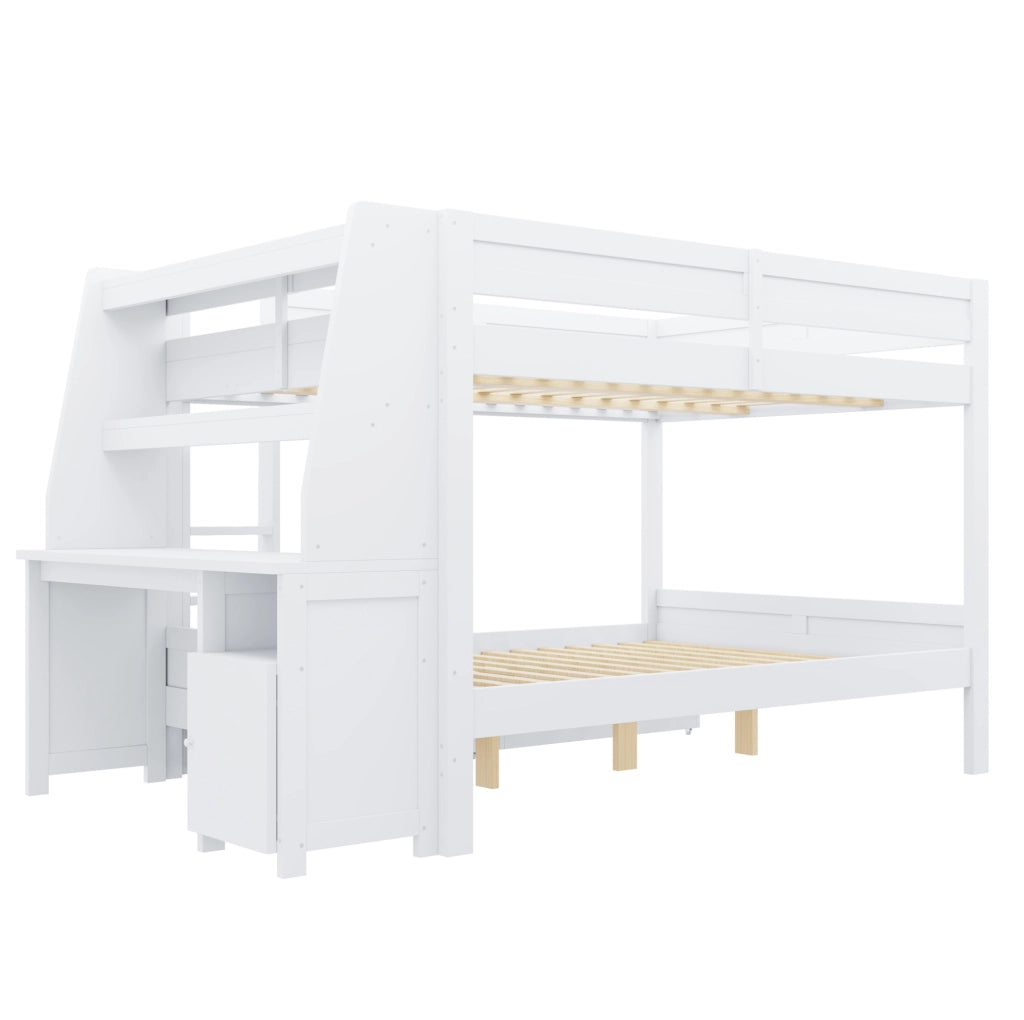 Letto a castello alto 140x200 cm con scrivania e contenitore