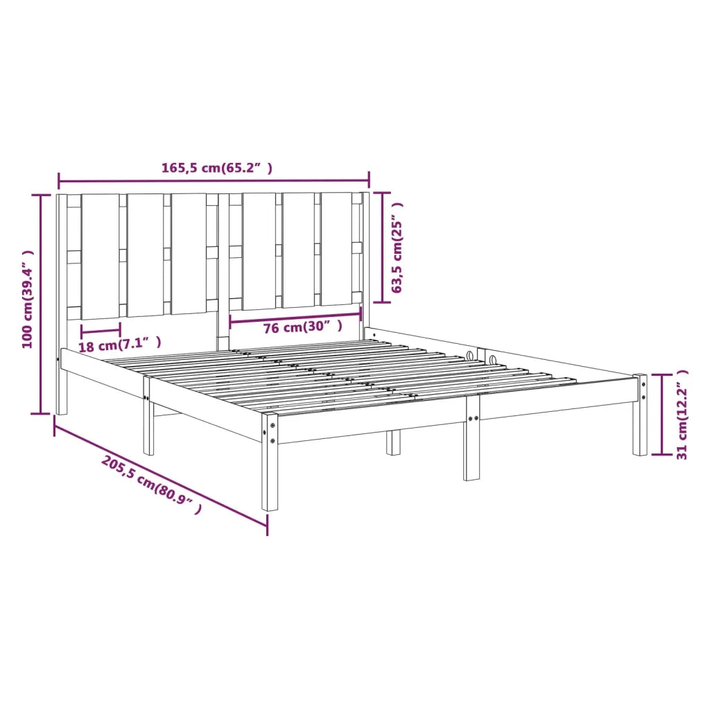 Giroletto-Struttura Letto Bianco in Legno Massello di Pino 160x200 cm 752558