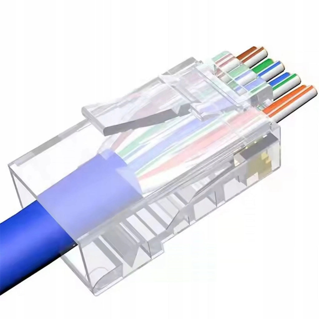 Connettori Passanti RJ45 6e EasyPass – 100 Pezzi | Categoria 6e | 8P8C | Compatibile con Cavi LAN UTP