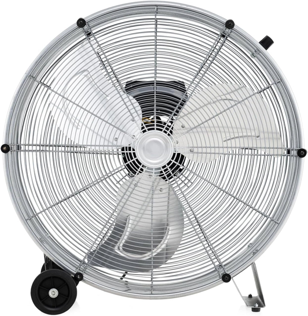 Ventilatori da Pavimento, 3 Velocità di Vento Regolabili, Ventilatore Industriale in Metallo, 2 Ruote in Gomma, per Magazzino, Officina, Cantina, Ufficio, Ø60 CM (Argento bianco)