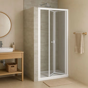 Porta doccia a soffietto book cristallo temprato profilo bianco bianco *** misure 76-80xh190cm trasparente, confezione 1