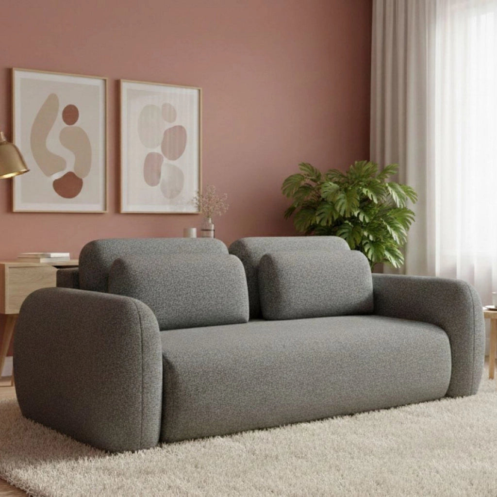 Sessame, Divano Letto 3 Posti Contenitore, 266x121 cm Grigio Cenere