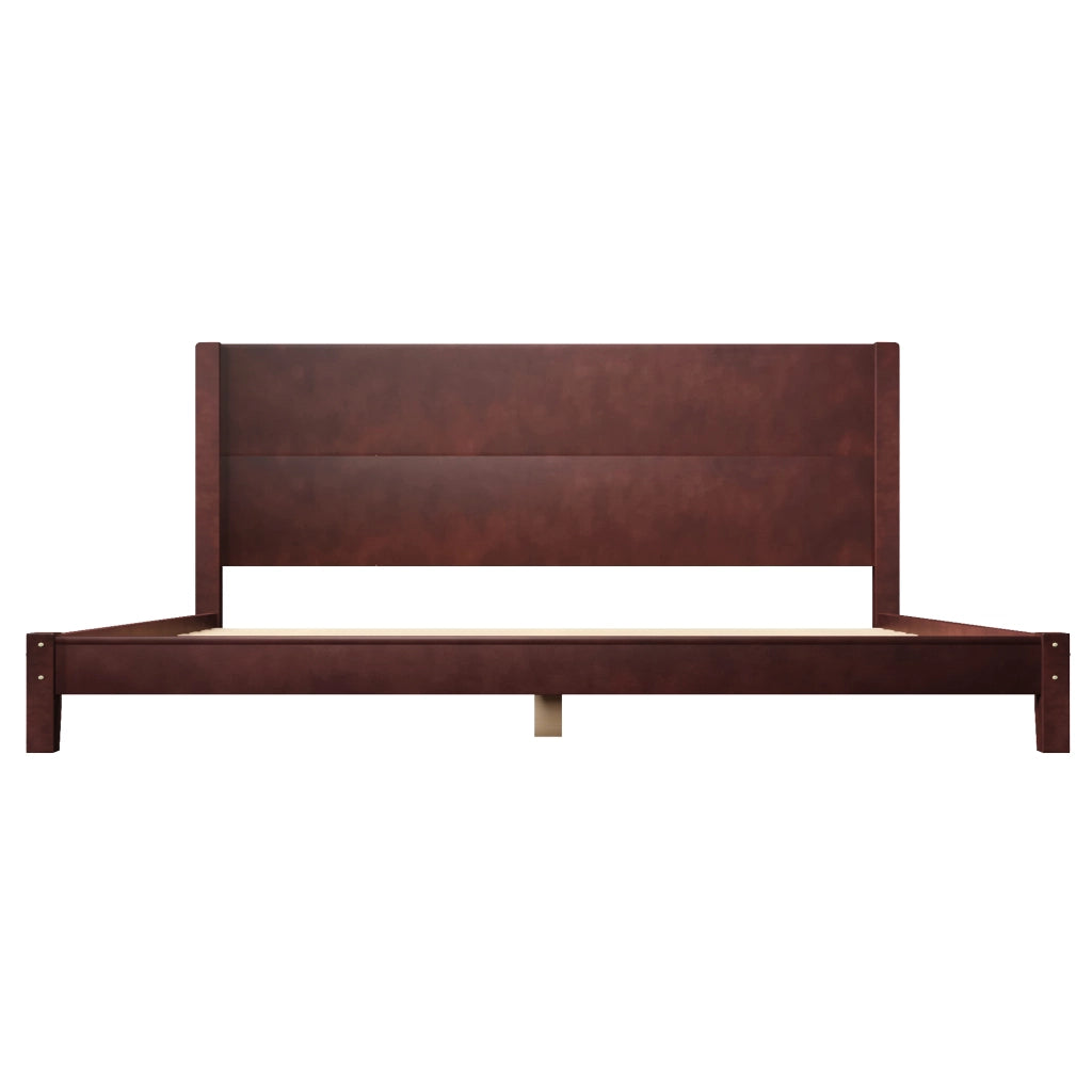 LETTO piattaforma 180x200 cm con testiera e rete a doghe, marrone