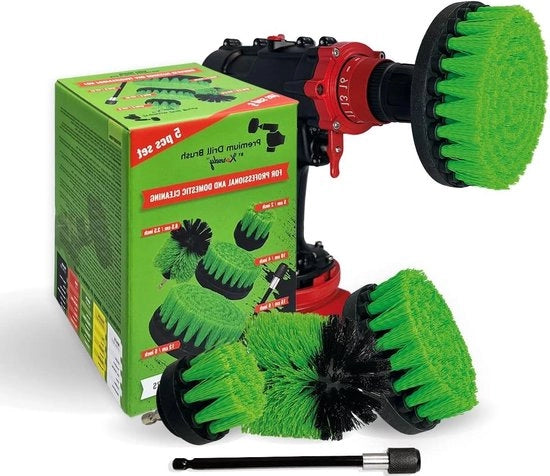 Set di pennelli per pulizia a spazzola media rigida verde 5pz - Spazzola per superfici resistenti alle graffi per cucina e forno - Adatto per armadi e pentole sporche