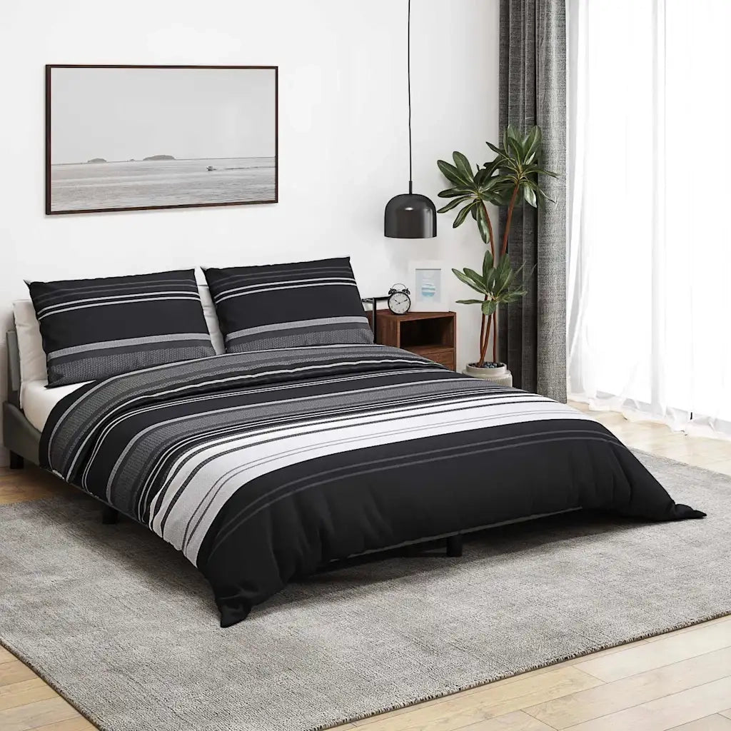 Set Copripiumino Nero e Bianco 140x200 cm in Cotone CFW3361626