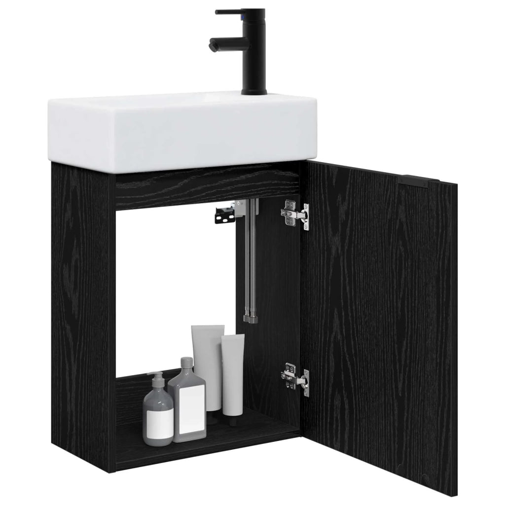 Mobile bagno con rubinetto Rovere Nero 45,5 x 22,5 x 84 cm 889434