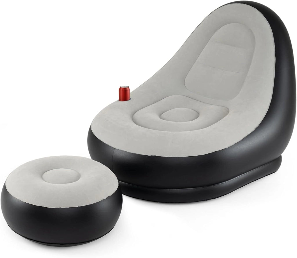 Poltrona Gonfiabile con Poggiapiedi e Portabicchiere
Divano Gonfiabile Portatile con Superficie Vellutata per Esterno Interno Campeggio Viaggi