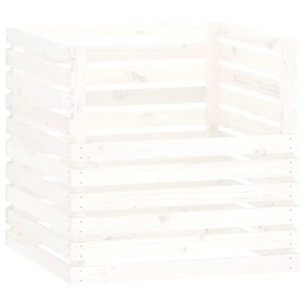 Compostiera Bianca 80x80x78 cm in Legno Massello di Pino 822188