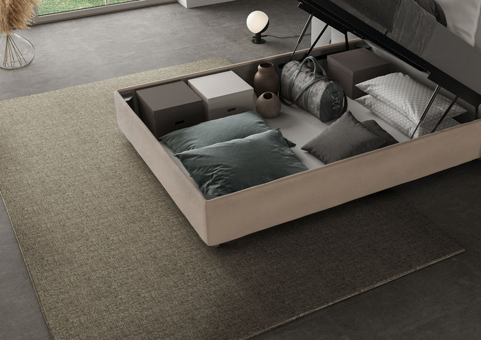 Letto Matrimoniale Francese 140x200 cm con Rete e Contenitore Imbottito in Microfibra Appia Large Sabbia