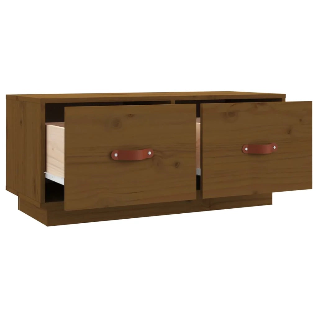 Mobile TV multimediale scaffale TV credenza TV sala da pranzo soggiorno camera da letto color miele 80 x 34 x 35 cm legno di pino massiccio marrone 02_0027720