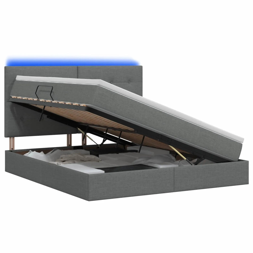 Letto con contenitore LED e materasso Grigio Scuro 180 x 200 cm 3459961