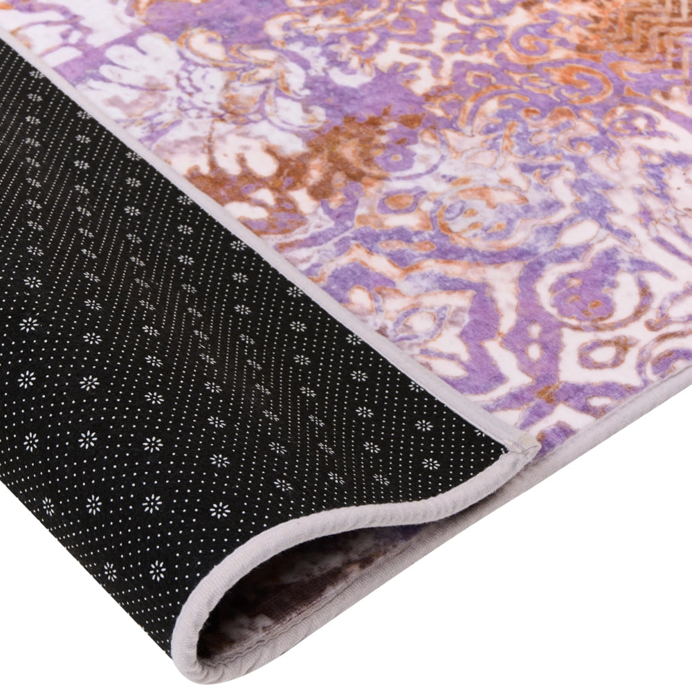 Tappeto multicolore in poliestere, 160 x 230 cm, tessuto a trama piatta, stile orientale boho, con vivaci motivi stampati