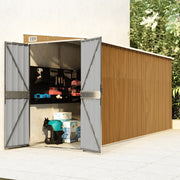 Capanno Giardino a Parete Marrone 118x382x178cm Acciaio Zincato
