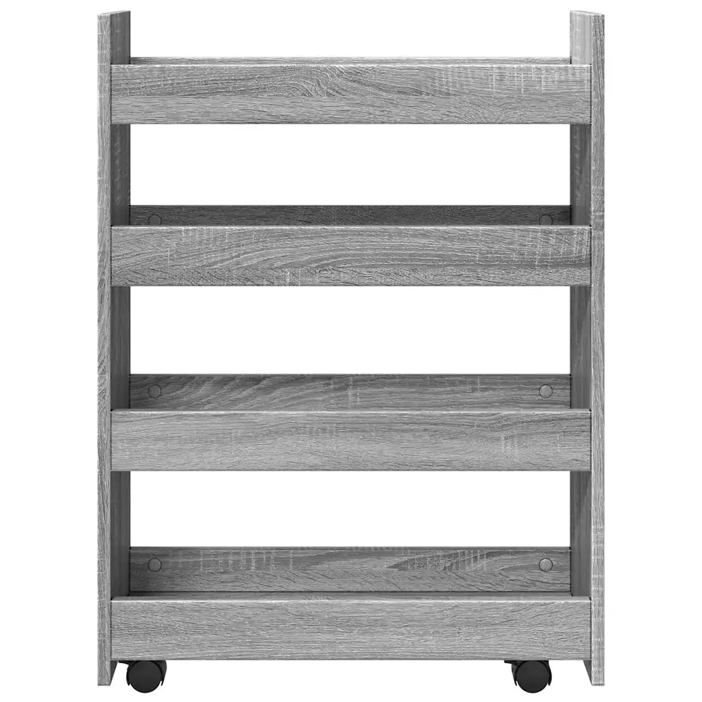 Carrello Stretto a 4 Livelli Grigio Sonoma in Truciolato