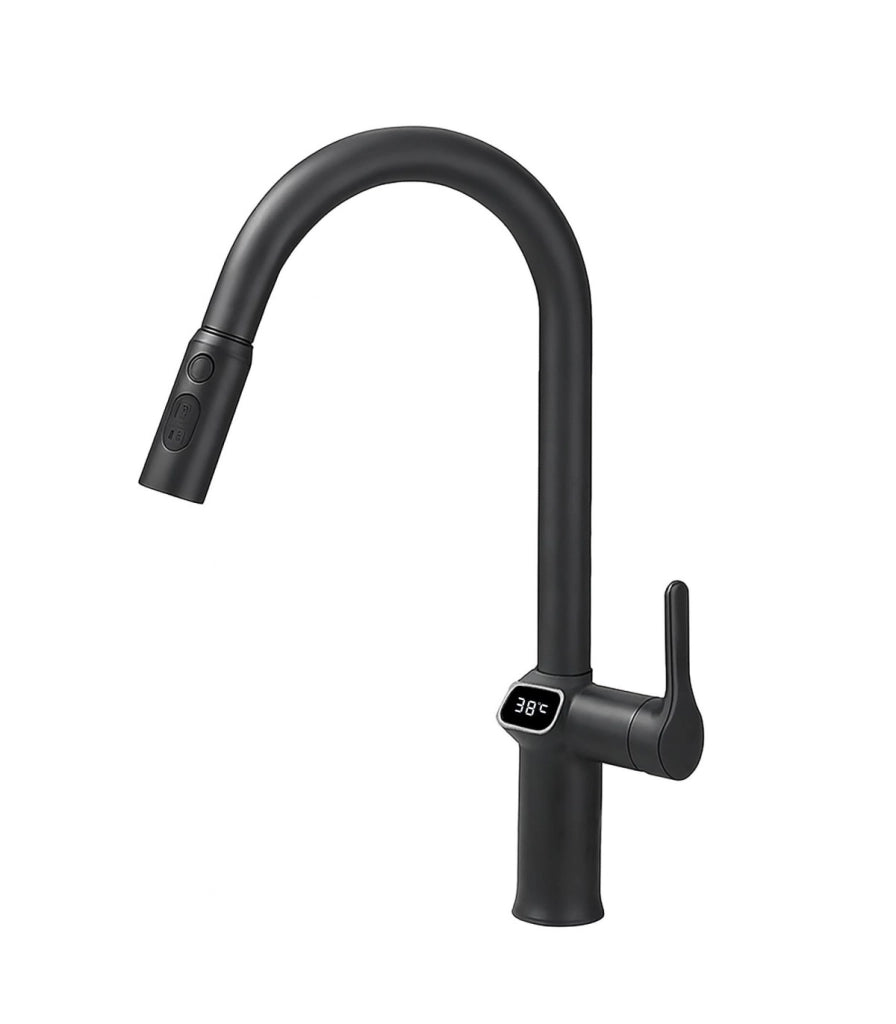 Rubinetto Cucina Display LED Temperatura LH-168 | Lega di Zinco | Estraibile | 3 Modi Acqua