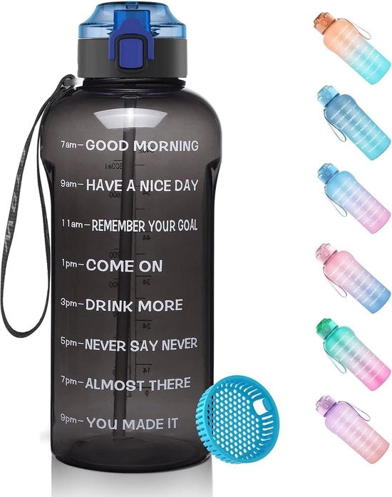 Bottiglia con filtro - BPA libero - 1,5 litri - nero - Tritan