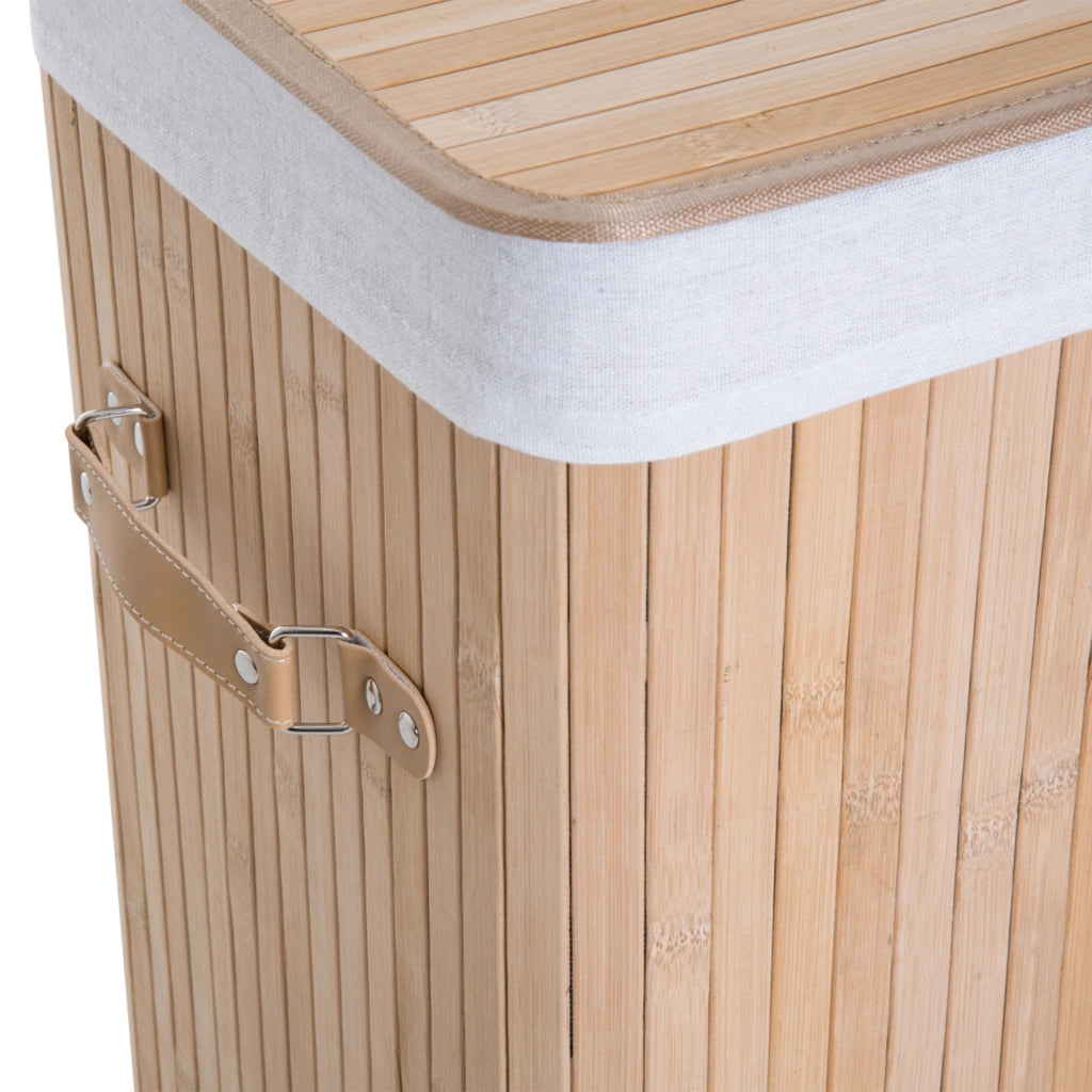 Cesto portabiancheria in bamb¨´ pieghevole con coperchio e manico ¨C Xylo ¨C Beige 40x30x60 cm