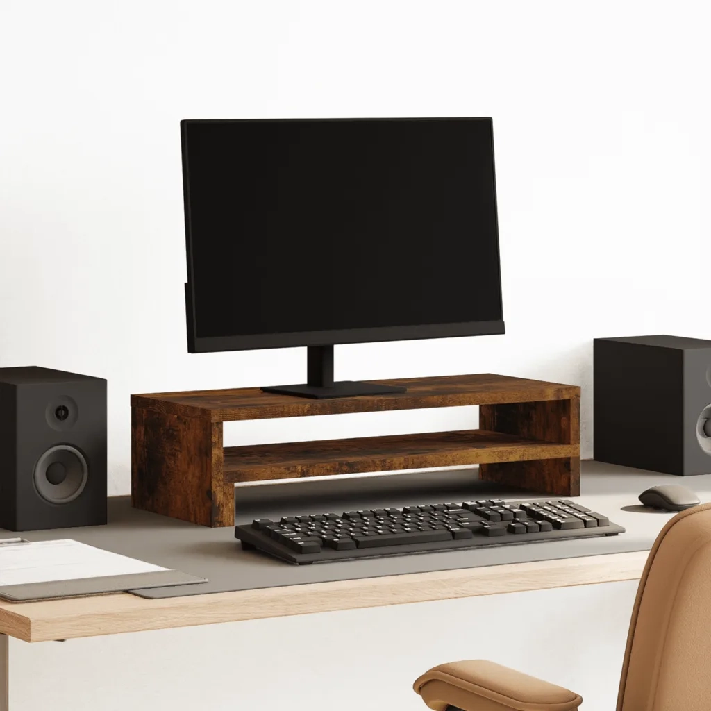 vidaXL Supporto per Monitor Rovere Fumo 54x22x15 cm in Truciolato