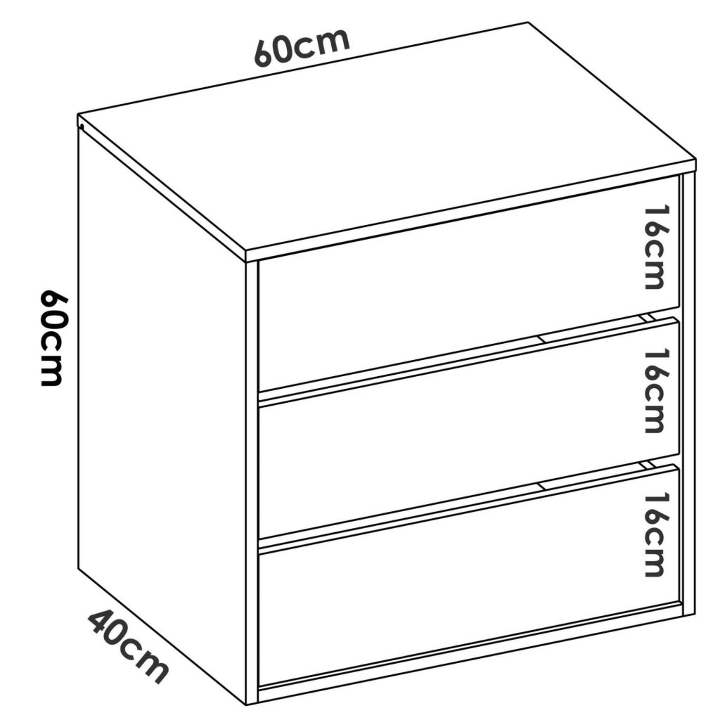 Cassettiera Ackerman, Settimanale per interno armadio, ComÒ² per camera da letto con 3 cassetti, 60x40h60 cm, Bianco