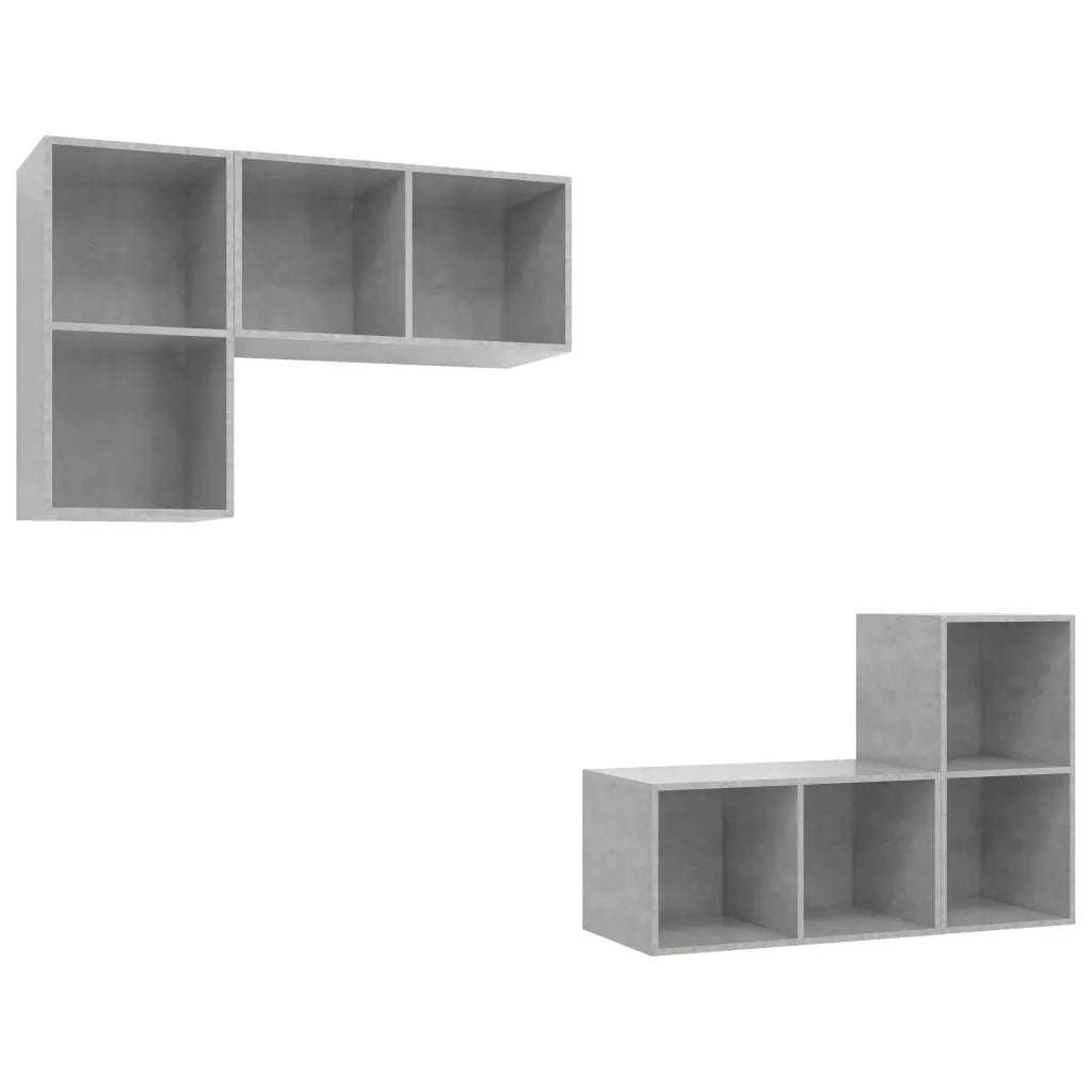 Mobile TV a Parete 4 pz-Set di 4 Mobile TV a Muro Grigio Cemento in Truciolato 849470