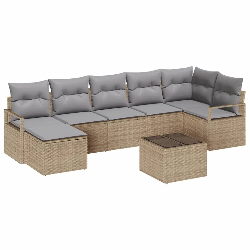 Set di divani con cuscino 8 pcs Beige polyrattan 3346480