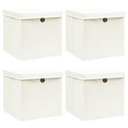 Scatole con Coperchi 4 pz Bianche 32x32x32 cm in Tessuto cod mxl 42952
