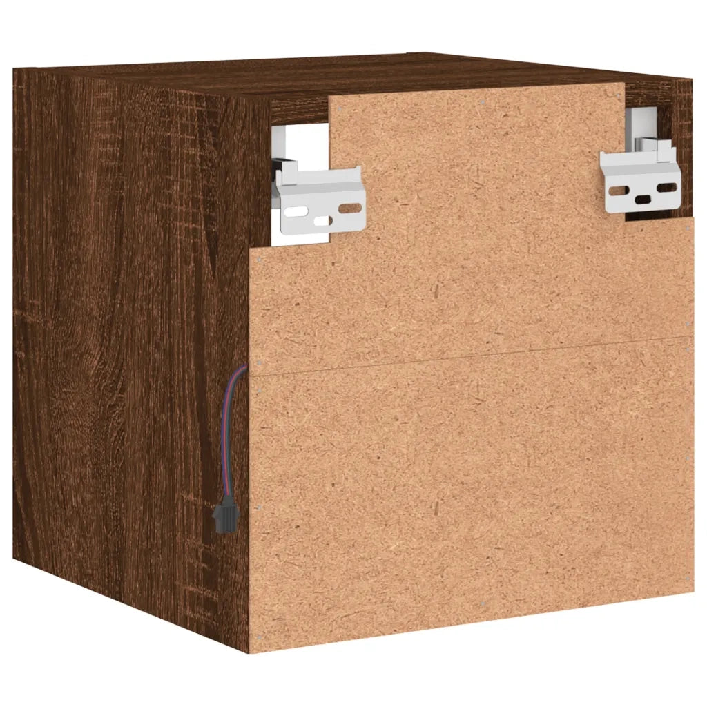 Mobili TV a Parete con Luci LED 2pz Rovere Marrone 30x28,5x30cm 836986