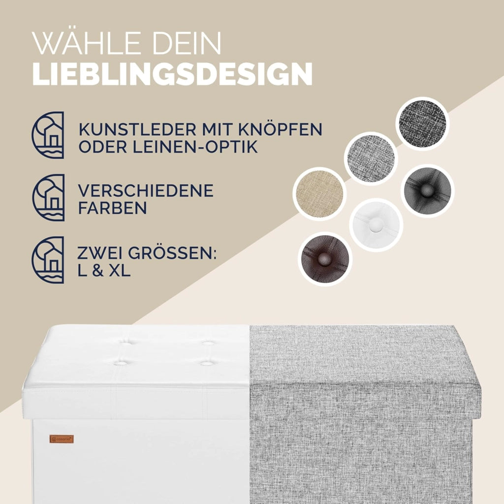 ® Cassapanca Contenitore con Coperchio Pieghevole 115x40x40cm Pouf 131 L Scatola Portaoggetti Panca Box Salvaspazio Sedile Poggiapiedi
