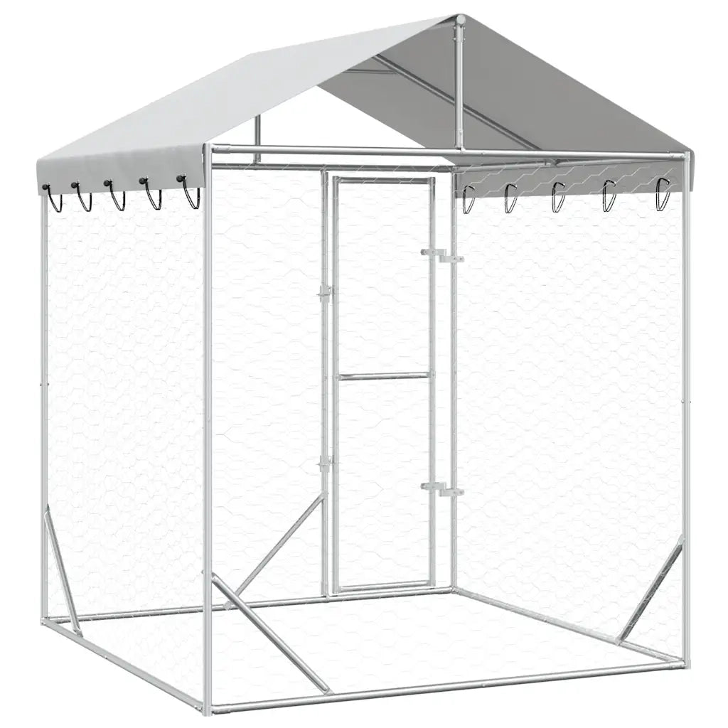 Cuccia Cani da Esterno Tetto Argento 2x2x2,5 m Acciaio Zincato 153675