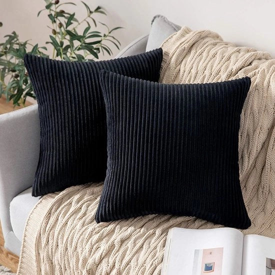Cuscini Decorativi in Pelle di Velluto con Cerniera Nascosta, 45x45 cm, Set a 2 Pezzi