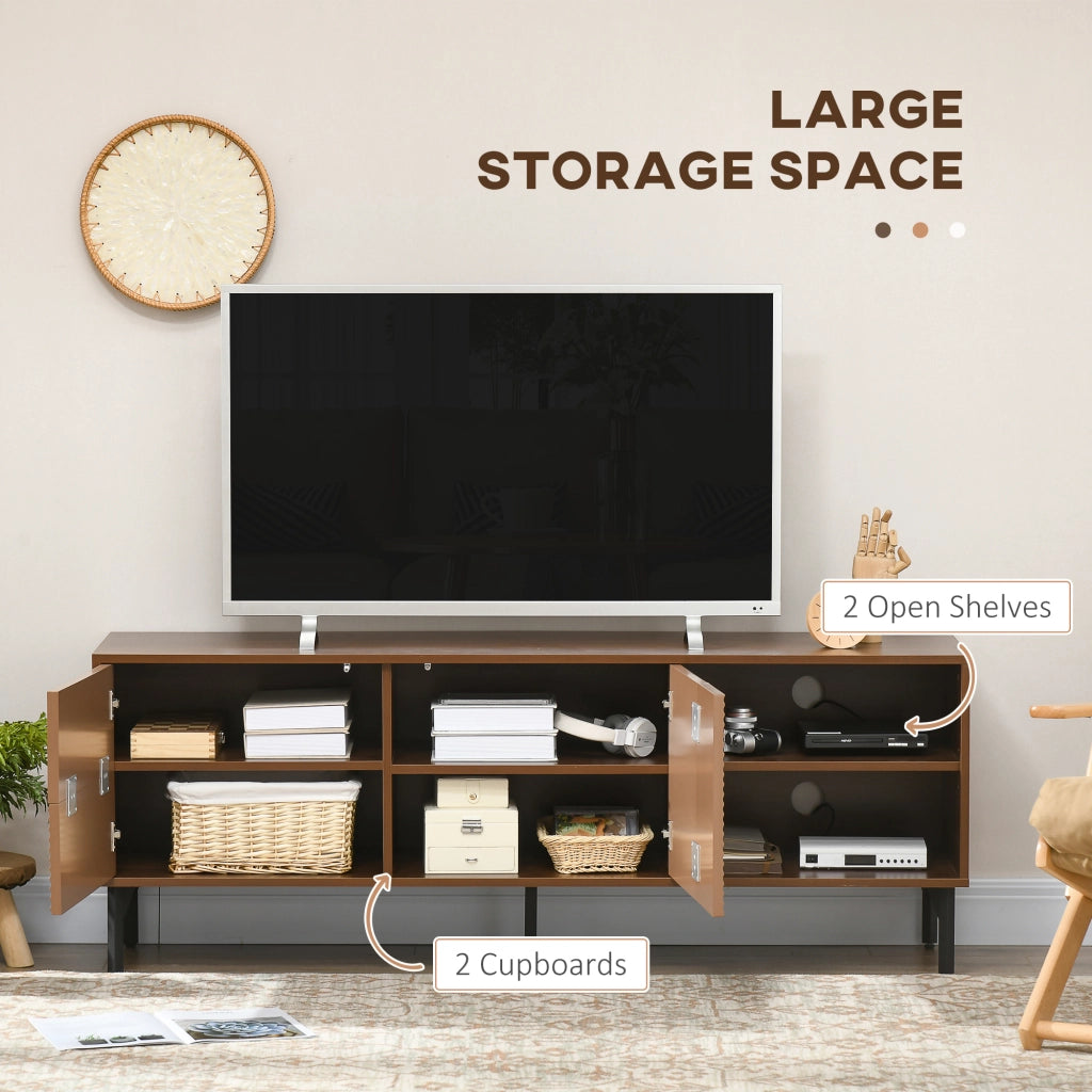 EasyComfort Mobile Porta TV fino 65" con 2 Armadietti e 2 Vani Aperti in Legno, 150x40x56cm, Marrone