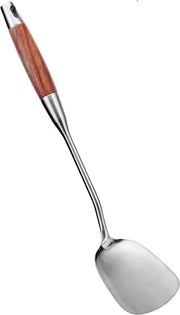 Spazzola per padelle in acciaio inossidabile 304 - manico in legno termoresistente - accessori da cucina per omelette, pancakes e hamburger - 38,7 cm