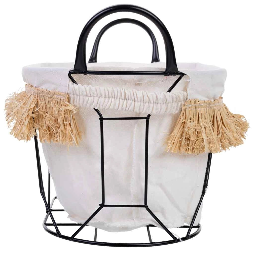 Cesto portaoggetti in metallo e tessuto 35x23x18/25h cm
