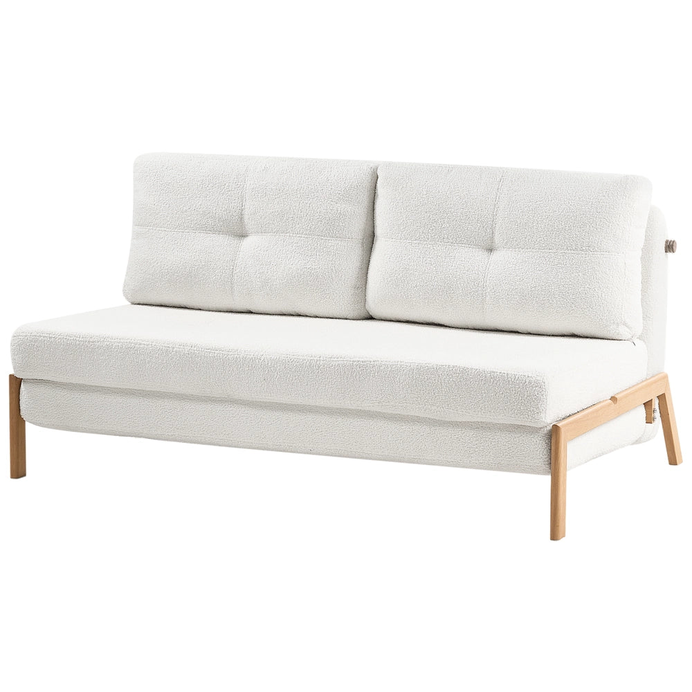 Divano letto in tessuto boucle bianco 2 cuscini per sedersi Scandinavo