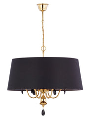 Lampadario decorativo Egida oro/nero con cristalli 6xE27 Jupiter