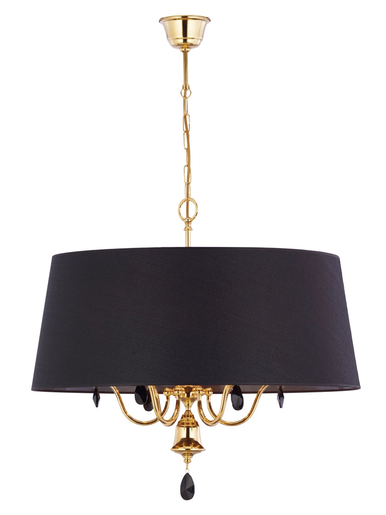 Lampadario decorativo Egida oro/nero con cristalli 6xE27 Jupiter