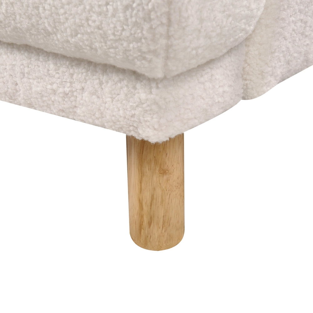 Divano a 3 posti gambe in legno poliestere rivestito in tessuto bouclé bianco soggiorno classico e contemporaneo