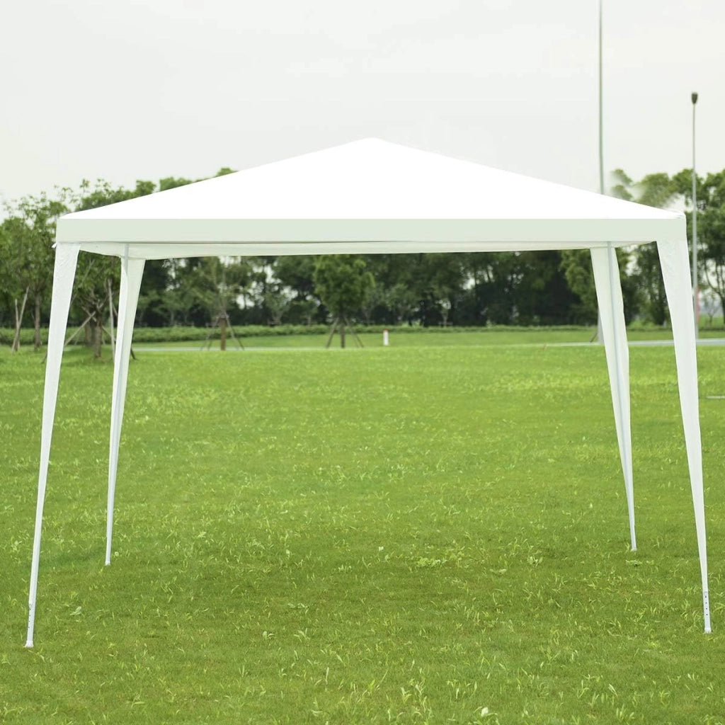 Gazebo da Giardino 3 x 3 M, Tendone per Feste con Struttura in Metallo, Picchetti, Corde per Vento, Impermeabile e Protezione UV, per Feste, Barbecue, Giardino e Spiaggia, Bianco