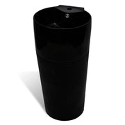 Lavabo in ceramica da 86 cm con foro troppopieno/rubinetto per bagno nero 02_0002518