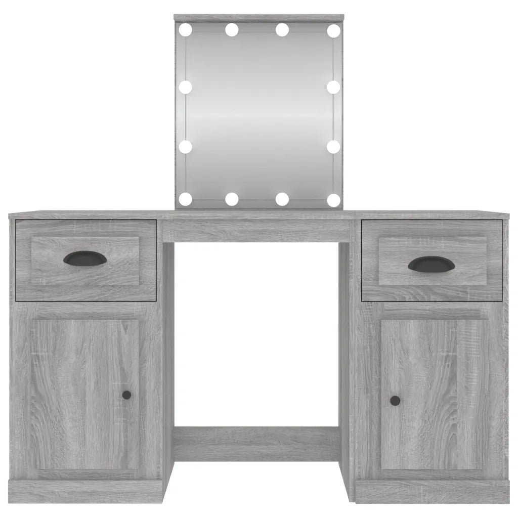 Toeletta | Tavolo da Trucco con LED Grigio Sonoma 130x50x132,5 cm