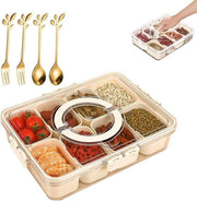 Snackbox con coperchio e contenitori - Snack contenitore con coperchio - Snacktray con 8 contenitori - Deposito dolci - Organizzatore snackbox per dolci, verdure, biscotti, noci, frutta