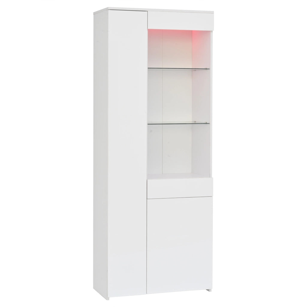 Vetrina con Cassetti e Illuminazione LED ¨C MINIMAL ¨C Legno Bianco Lucido 70x35x180