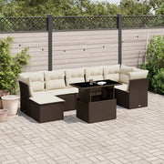 vidaXL Set Divani da Giardino 8 pz con Cuscini Marrone in Polyrattan