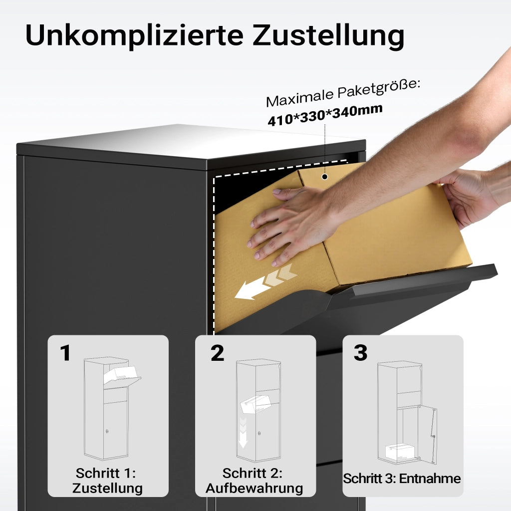 Cassetta postale portapacchi nera per pacchi medi e piccoli Parcel box