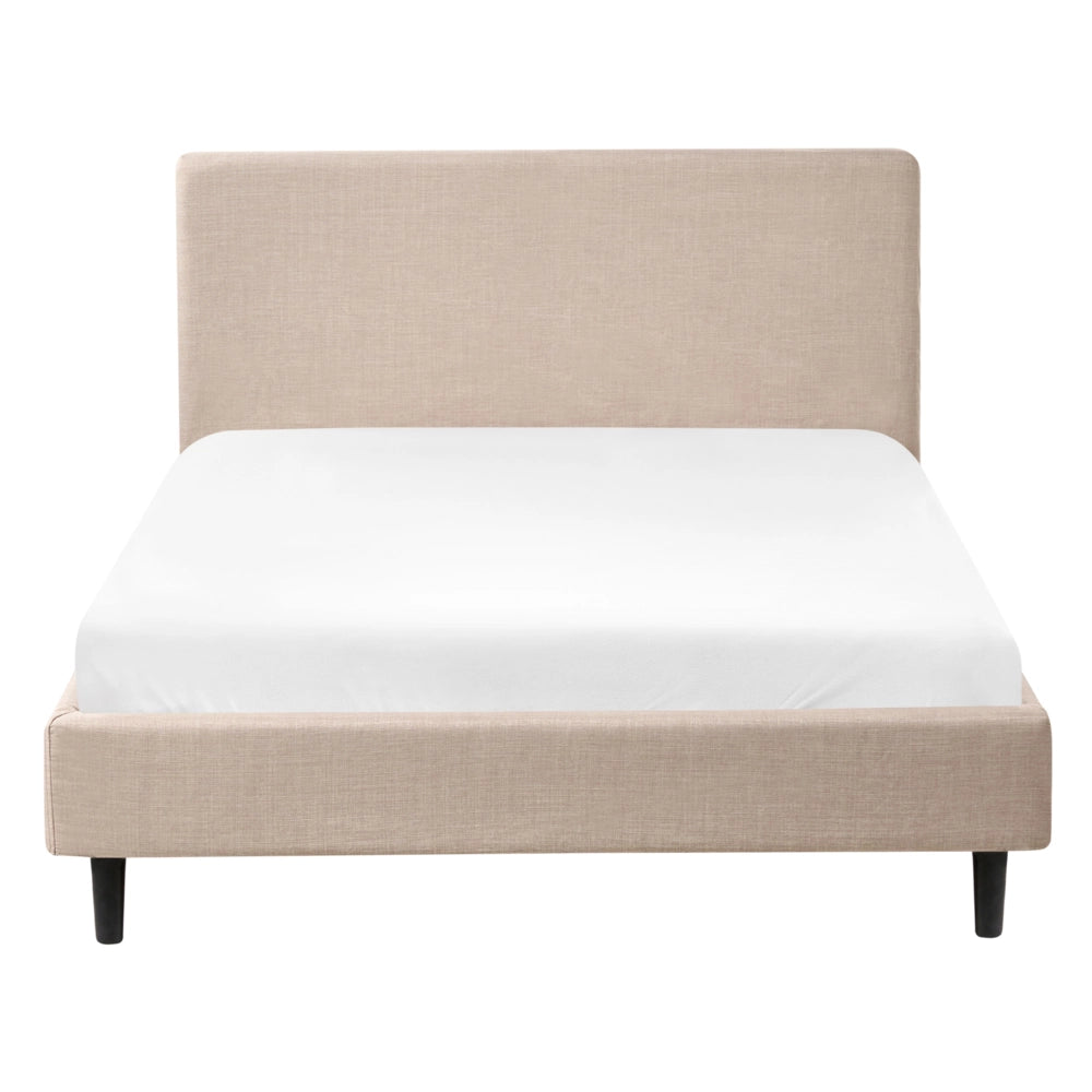 Letto matrimoniale in tessuto beige 120 x 200 cm con rete stile contemporaneo