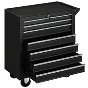 Carrello da Officina con 7 Cassetti, Serratura con Chiavi, Ruote e Maniglia, 69x33x75cm, Nero