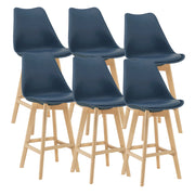 Set di 6 sgabelli da bar in plastica sintetica finitura faggio 105 x 48 x 58 cm blu 03_0008725