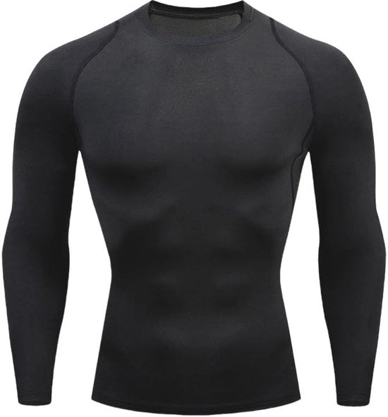 Maglietta compressiva uomo - lunghe maniche - evaporazione rapida - adattamento respiratorio - elastico - supporto muscolare - forma comoda - maglietta sportiva