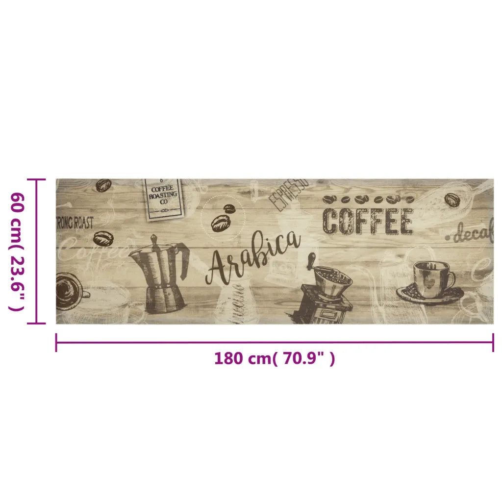Tappeto da Cucina Lavabile-Tappetino da Cucina Marrone Caff¨¨ 60x180 cm in Velluto
